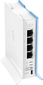 MikroTik RB941-2nD-TC hAP Lite, šoninis vaizdas su Ethernet prievadais