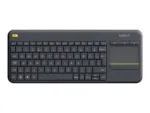 Klaviatūra Logitech K400 Plus, viršutinis vaizdas su integruotu trackpadu