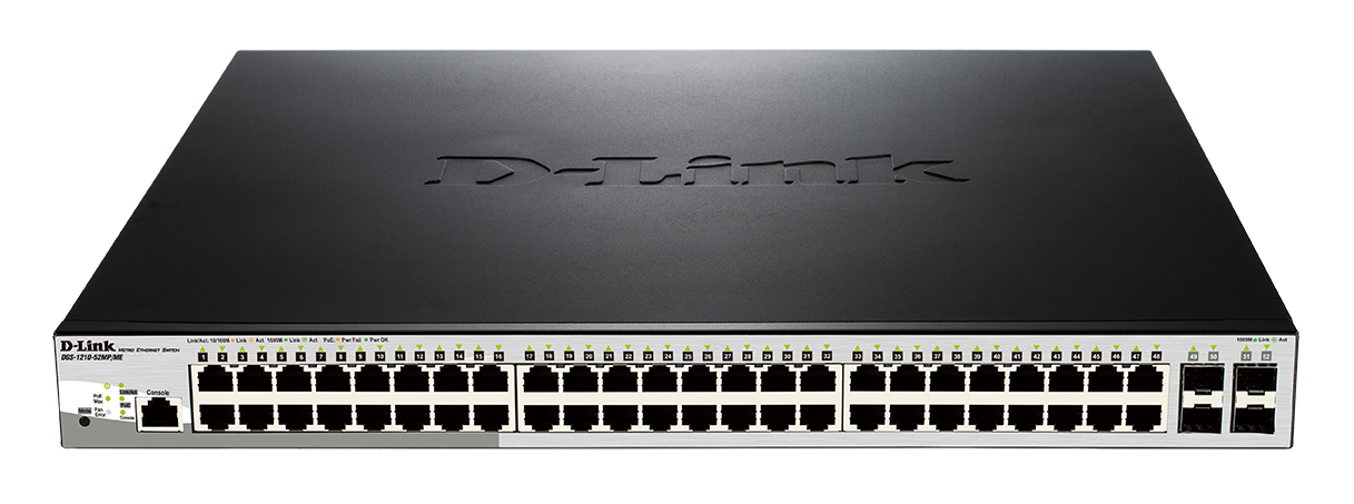173077-dgs-1210-52mp-me-e-790069414541-0.webp D-Link Metro Ethernet Switch DGS-1210-52MP/ME Managed L2 Rack mountable Gigabit Ethernet (copper) ports quantity 48 SFP ports quantity 4 Power over Ethernet (PoE) ports quantity 40 PoE/Poe+ ports quantity 8 Power supply type Single 24 month(s)