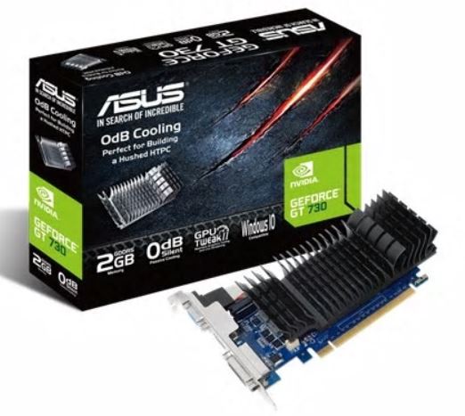 190453-90yv06n2-m0na00-4716659990390-0.webp Asus GF GT730-SL-2GD5-BRK NVIDIA 2 GB GeForce GT 730 GDDR5 Cooling type Passive DVI-D ports quantity 1 HDMI ports quantity 1 PCI Express 2.0 Memory clock speed 5010 MHz Processor frequency 902 MHz