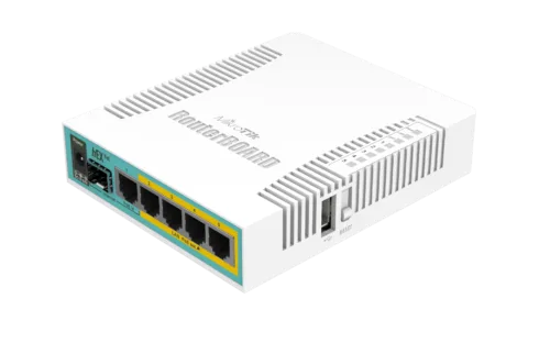 Mikrotik Wired Ethernet Router RB960PGS, hEX PoE, CPU 800MHz, 128MB RAM, 16MB, 1xSFP, 5xGigabit LAN, 1xUSB, Power Output On ports 2-5, Ourput: 1A max per port; 2A max total, RouterOS L4   hEX PoE Router   RB960PGS   No Wi-Fi   10/100/1000 Mbit/s   Ethernet LAN (RJ-45) ports 5   Mesh Support No   MU-MiMO No   No mobile broadband   1xUSB   12 month(s)
