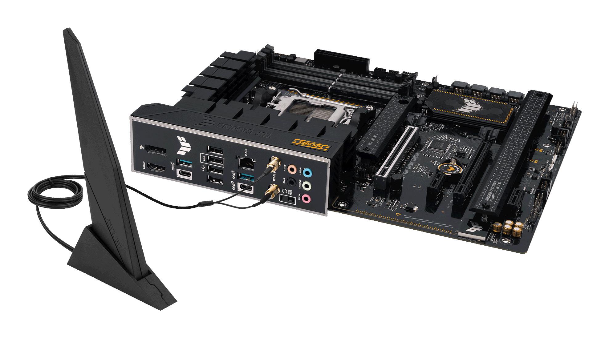 1a60547d-2340-46f5-93bb-c7ac4204c0bc Mainboard ASUS AMD B650 SAM5 ATX Memory DDR5 Memory slots 4 2xPCI-Express 4.0 1x 2xPCI-Express 4.0 16x 3xM.2 1xHDMI 1xDisplayPort 4xUSB 2.0 2xUSB 3.2 2xUSB-C 1xRJ45 5xAudio port TUFGAMINGB650-PLUSWIFI