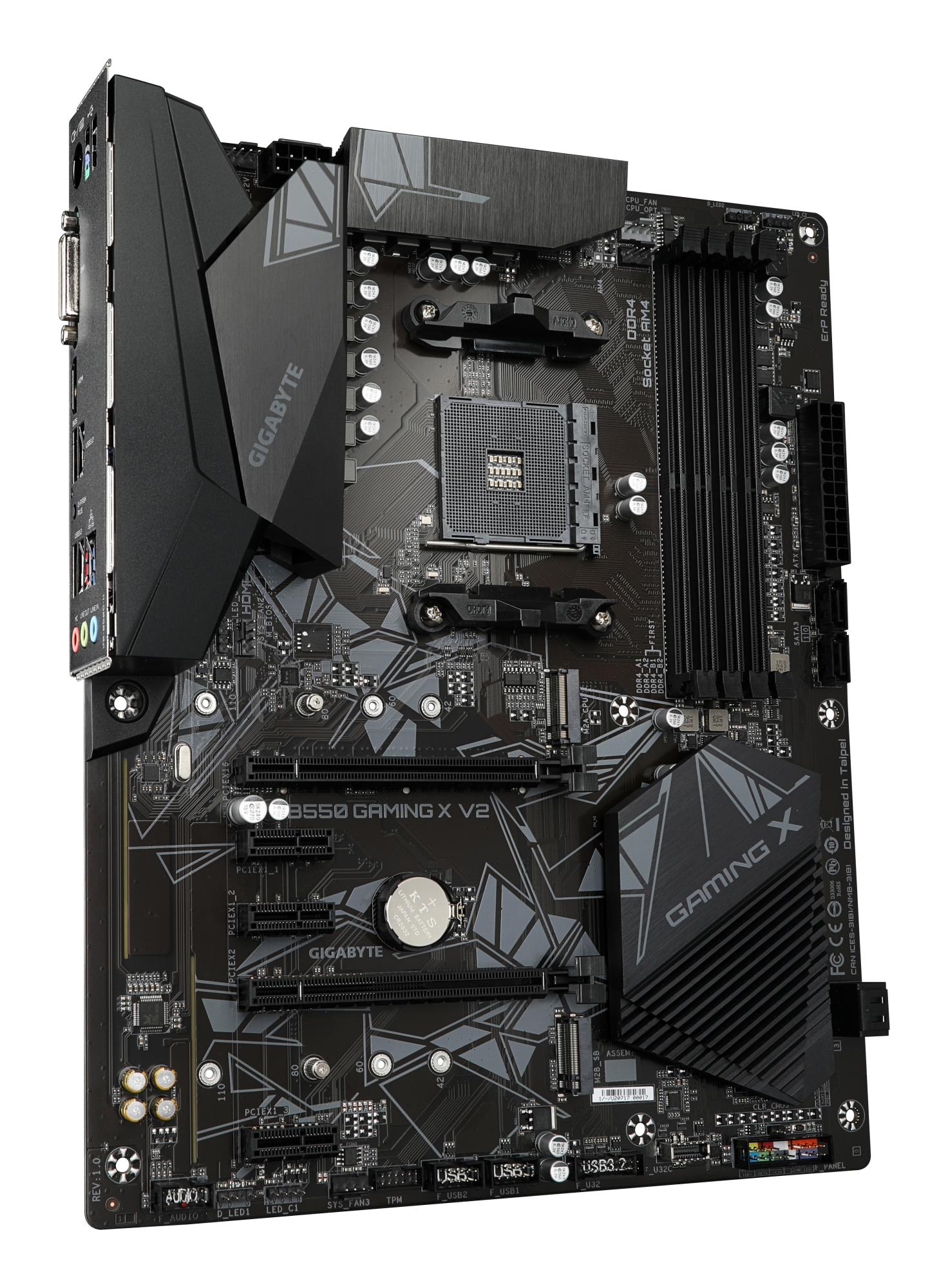 205ede98-7a14-496e-a2ce-24b0d98e2730 Mainboard GIGABYTE AMD B550 SAM4 ATX Memory DDR4 Memory slots 4 3xPCI-Express 3.0 1x 1xPCI-Express 3.0 2x 1xPCI-Express 4.0 16x 2xM.2 1xDVI-D 1xHDMI 2xAudio-In 1xAudio-Out 2xUSB 2.0 4xUSB 3.2 1xPS/2 1xRJ45 B550GAMINGXV21.3