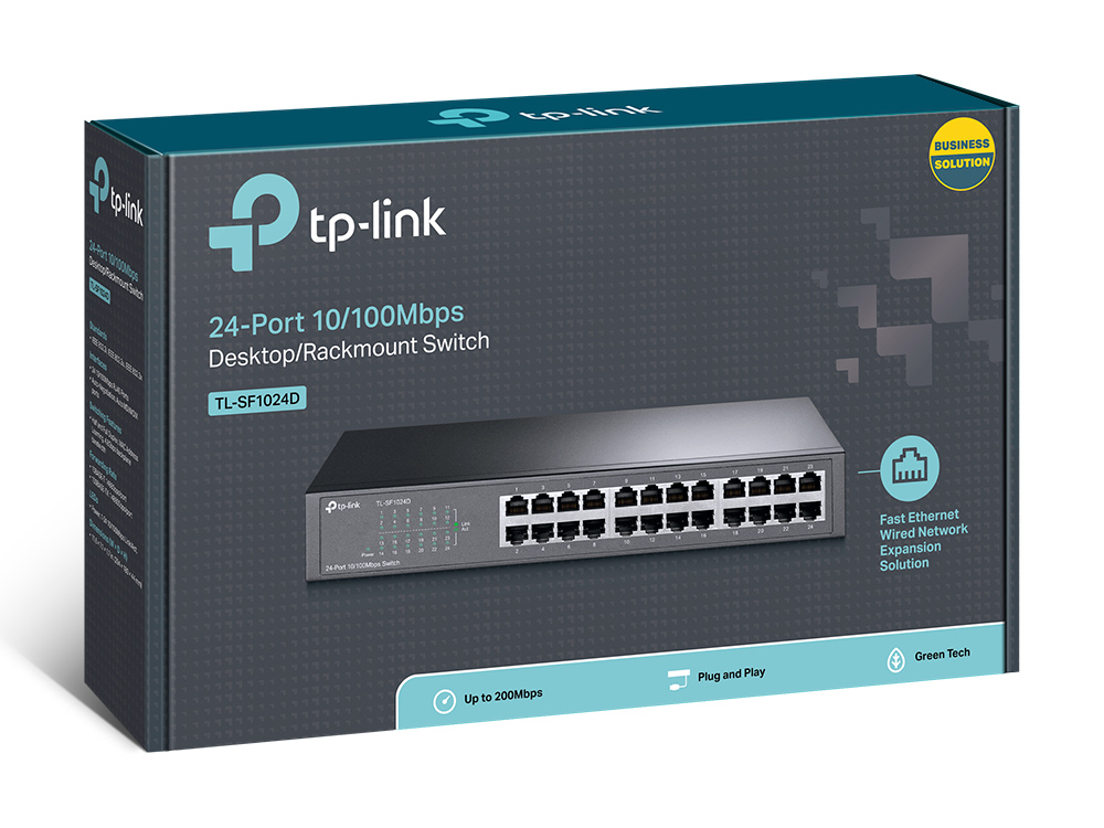 229745-tl-sf1024d-6935364021498-0.webp TP-LINK Switch TL-SF1024D Unmanaged Desktop/Rackmountable 10/100 Mbps (RJ-45) ports quantity 24 Power supply type External
