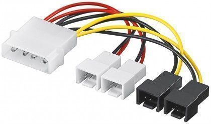 Goobay   Power cable/adapter for PC fans; 5.25 inch male to fan 2x 12 V/2x 5 V