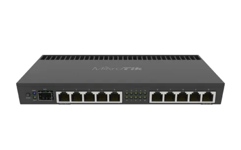 Mikrotik Wired Ethernet Router RB4011iGS+RM, Quad-core 1.4Ghz CPU, 1GB RAM, 512 MB, 1xSFP+, 1xSerial console port, PCB Temperature and Voltage Monitor, IP20, Cage and Desktop Case with Rack Ears, RouterOS L5   Enthernet Router   RB4011iGS+RM   No Wi-Fi   10/100/1000 Mbit/s   Ethernet LAN (RJ-45) ports 10   Mesh Support No   MU-MiMO No   No mobile broadband   Antenna type No antenna   12 month(s)