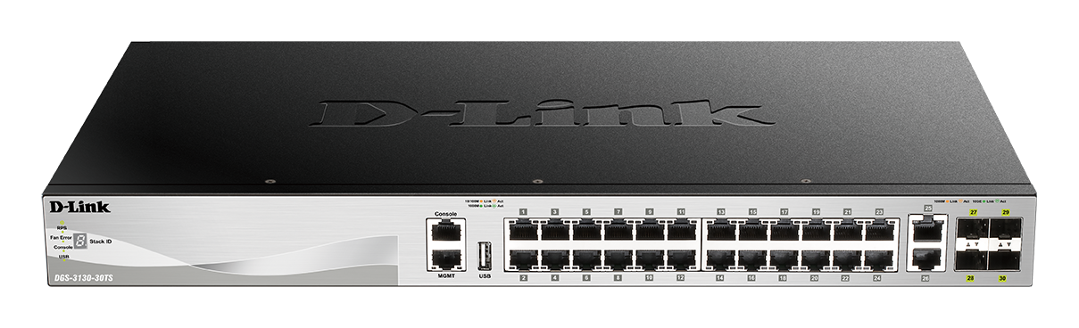 238163-dgs-3130-30ts-e-790069469985-0.webp D-Link DGS-3130-30TS Switch Managed L3 Rack mountable Gigabit Ethernet (copper) ports quantity 24 10 Gbps (RJ-45) ports quantity 2 SFP+ ports quantity 4 Power supply type Optional redundant