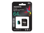MicroSDXC kortelė ADATA Premier Pro su adapteriu, pakuotė ir matmenys