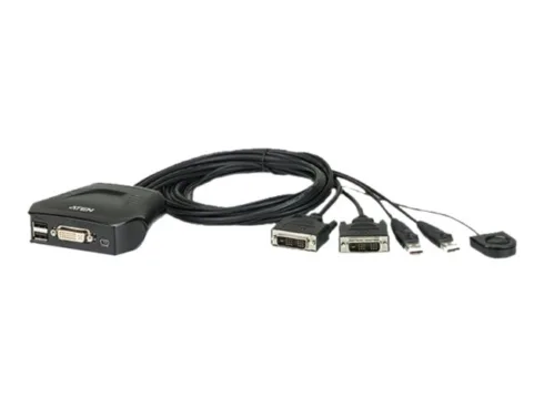 Aten 2-Port USB DVI Cable KVM Switch with Remote Port Selector   Aten   Remote Port Selector   2-Port USB DVI Cable KVM Switch with Remote Port Selector