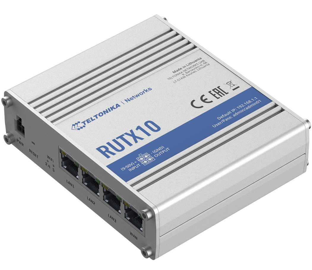 260000-rutx10000000-4779027312453-0.webp Industrial Router RUTX10 802.11ac 867 Mbit/s 10/100/1000 Mbit/s Ethernet LAN (RJ-45) ports 4 Mesh Support No MU-MiMO No No mobile broadband 1 24 month(s)