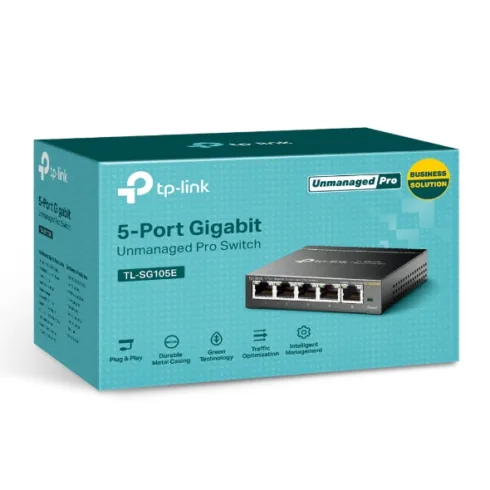 TP-LINK   Switch   TL-SG105E   Web managed   Wall mountable   Gigabit Ethernet (copper) ports quantity 5   Power supply type External   36 month(s)