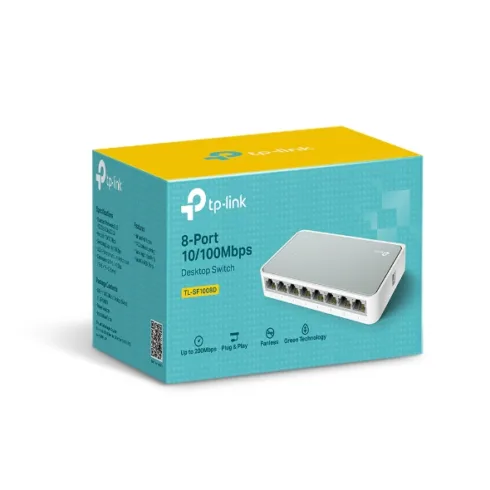 TP-LINK   Switch   TL-SF1008D   Unmanaged   Desktop   10/100 Mbps (RJ-45) ports quantity 8   Power supply type External   36 month(s)