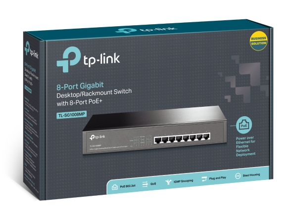 262037-tl-sg1008mp-6935364086770-0.webp TP-LINK Switch TL-SG1008MP Unmanaged Desktop/Rackmountable Gigabit Ethernet (copper) ports quantity 8 PoE+ ports quantity 8 Power supply type Single 36 month(s)
