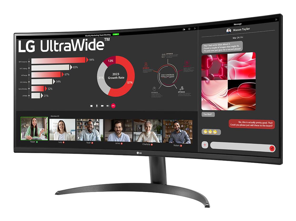 2623fd79-aebb-4671-bfdf-89c873757fc4 LCD Monitor LG 34″ Curved/21 : 9 Panel VA 3440×1440 21:9 100 Hz 5 ms Tilt 34WR50QK-B
