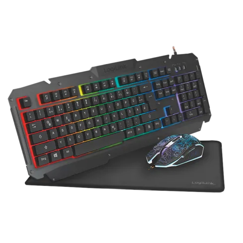 Logilink   Gaming-Set, keyboard, mouse and mouspad   ID0185   Keyboard, Mouse and Pad Set   Wired   Mouse included   DE   Numeric keypad