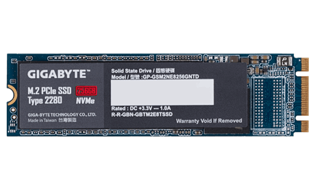 269532-gp-gsm2ne3256gntd-4719331806873-0.webp Gigabyte GP-GSM2NE8256GNTD 256 GB Solid-state drive interface M.2 NVME Read speed 1200 MB/s Write speed 800 MB/s