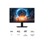Monitorius SAMSUNG 27" su 2560 x 1440 pikselių ekranu, šoninis vaizdas