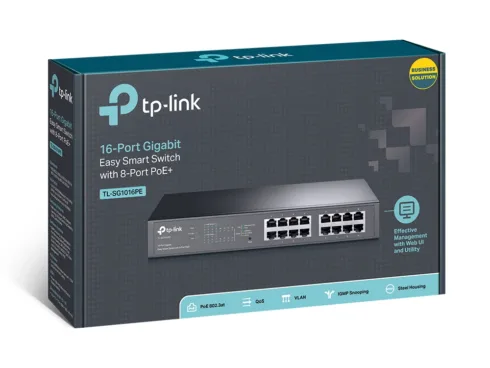 TP-LINK   Switch   TL-SG1016PE   Web Managed   Desktop/Rackmountable   Gigabit Ethernet (copper) ports quantity 16   PoE+ ports quantity 8   36 month(s)