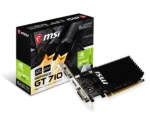 MSI   GT 710 2GD3H LP   NVIDIA   2 GB   GeForce GT 710   DDR3   DVI-D ports quantity 1   HDMI ports quantity 1   PCI Express 2.0 x16 (uses x8)   Memory clock speed 1600 MHz   Processor frequency 954 MHz   VGA (D-Sub) ports quantity 1