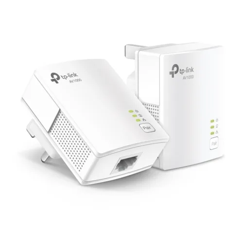 TP-LINK   Gigabit Powerline Starter Kit   TL-PA7017 KIT   10/100/1000 Mbit/s   Ethernet LAN (RJ-45) ports 1   No Wi-Fi   Data transfer rate (max) 1000 Mbit/s   Extra socket