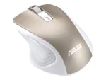 Pelė Asus MW202, auksinė, matoma iš viršaus su mygtukais ir ratuku