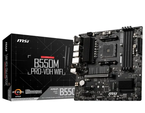 MSI   B550M PRO-VDH WIFI   Processor family AMD   Processor socket AM4   DDR4   Memory slots 4   Chipset AMD B   Micro ATX