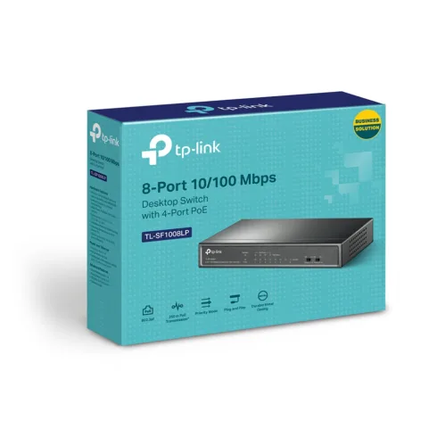 TP-LINK   Switch   TL-SF1008LP   Unmanaged   Desktop   10/100 Mbps (RJ-45) ports quantity 8   Power over Ethernet (PoE) ports quantity 4   Power supply type External