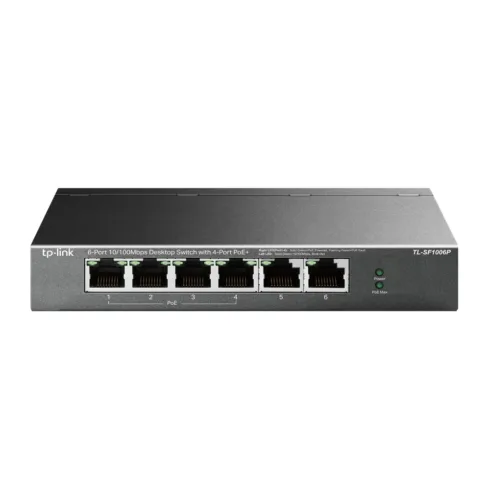 TP-LINK   Switch   TL-SF1006P   Unmanaged   Desktop   10/100 Mbps (RJ-45) ports quantity 6   PoE+ ports quantity 4   Power supply type External