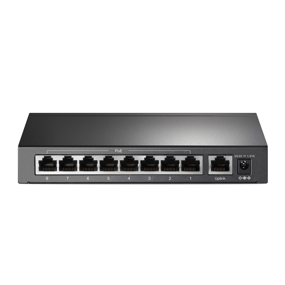 306468-tl-sf1009p-6935364052966-0.webp TP-LINK Switch TL-SF1009P Unmanaged Desktop 10/100 Mbps (RJ-45) ports quantity 9 PoE+ ports quantity 8 Power supply type External