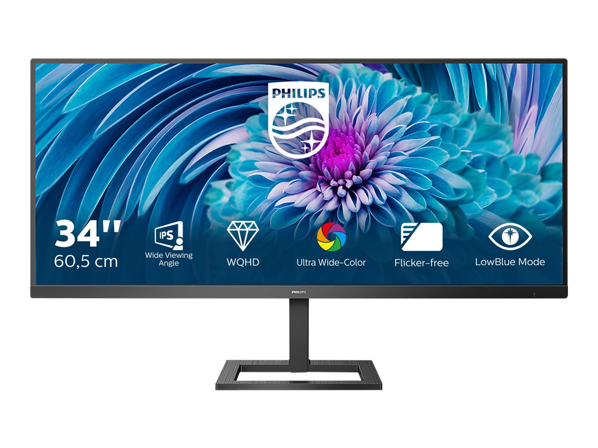 309417-345e2ae-00-8712581767587-0.webp Philips UltraWide LCD monitor 345E2AE 34 ” IPS WQHD 21:9 75 Hz 4 ms 3440 x 1440 pixels 300 cd/m² HDMI ports quantity 2 Black