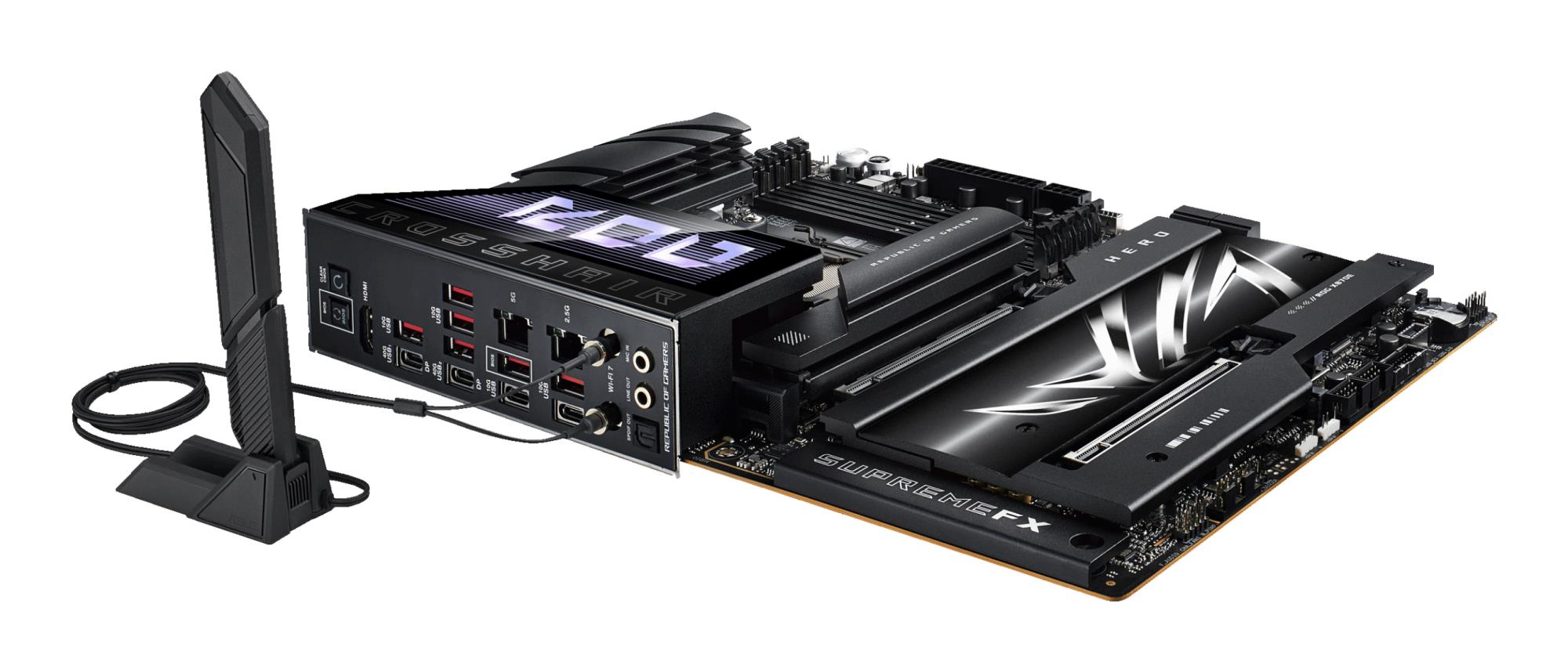 310c844f-58c1-4f49-9478-996dd4982a6b Mainboard ASUS AMD X870E SAM5 ATX Memory DDR5 Memory slots 4 2xPCI-Express 4.0 16x 2xPCI-Express 5.0 16x 4xM.2 1xHDMI 1xAudio-In 1xAudio-Out 6xUSB 3.2 2xUSB-C 2xUSB4 1xOptical S/PDIF 1xRJ45 ROGCROSSHAIRX870EHERO