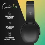Skullcandy   Wireless Headphones   Crusher Evo   Wireless   Over-ear   Microphone   True Black   Wireless
