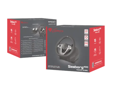 Genesis   Driving Wheel   Seaborg 400   Silver/Black   Game racing wheel