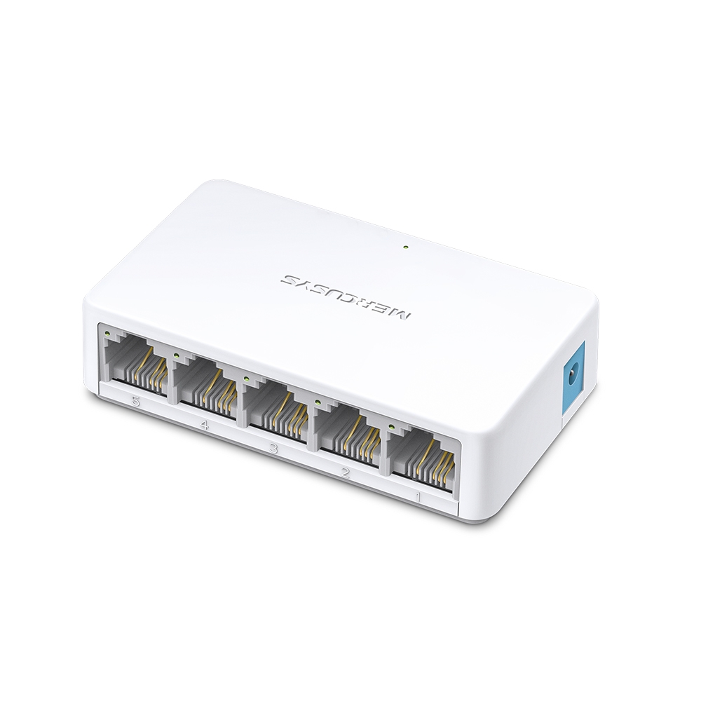 319688-ms105-6957939000363-0.webp Mercusys Switch MS105 Unmanaged Desktop 10/100 Mbps (RJ-45) ports quantity 5 Power supply type External