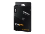 Samsung 870 EVO SSD 250 GB, matomas iš šono su SATA III jungtimi