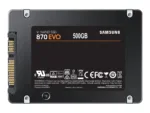 Samsung 870 EVO SSD 500 GB, šoninis vaizdas su SATA III jungtimi