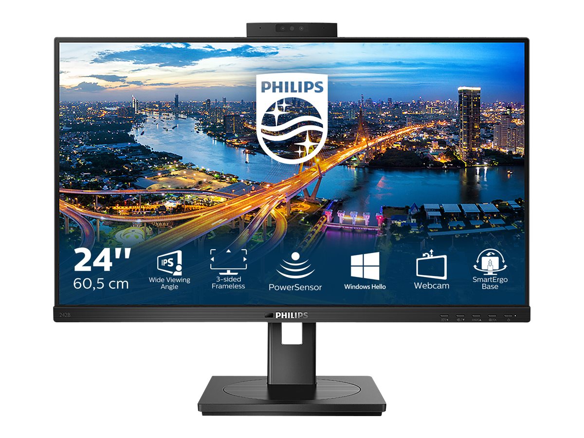 319995-242b1h-00-8712581764234-0.webp Philips LCD Monitor with Windows Hello Webcam 242B1H/00 23.8 ” IPS FHD 16:9 75 Hz 4 ms 1920 x 1080 pixels 250 cd/m² HDMI ports quantity 1 Black