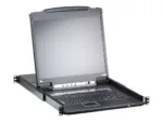 Aten   KVM over IP Switch with Daisy-Chain Port and USB Peripheral Support   8-Port PS/2-USB VGA 19″ LCD KVM
