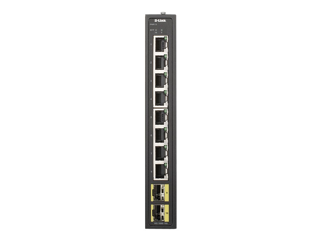 323926-dis-100g-10s-790069455612-0.webp D-Link DIS-100G-10S Switch L2 Unmanaged Industrial, 8×10/100/1000Base-T ports, 2 SFP ports, Steel case D-Link 60 month(s)