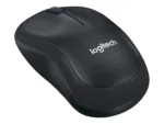 Logitech M220 SILENT pelė, matoma iš viršaus, su USB jungtimi