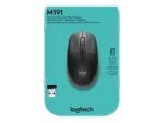 Pelė Logitech M190, matoma iš šono, rodo mygtukų išdėstymą