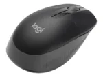 Pelė Logitech M190, šoninis vaizdas su matomais mygtukais ir USB jungtimi