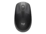 Logitech M190 pelė, šoninis vaizdas su matomais mygtukais ir jungtimi