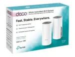 C1200 Whole Home Mesh Wi-Fi System   Deco E4 (2-pack)   802.11ac   867+300 Mbit/s   10/100 Mbit/s   Ethernet LAN (RJ-45) ports 2   Mesh Support Yes   MU-MiMO Yes   No mobile broadband   Antenna type 2xInternal