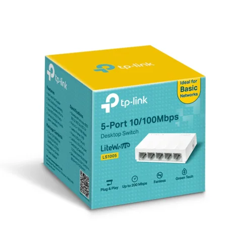 TP-LINK   5-Port 10/100Mbps Desktop Network Switch   LS1005   Unmanaged   Desktop   Power supply type External