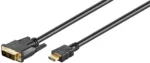 Goobay   DVI-D/HDMI cable, gold-plated   51580   DVI-D male Single-Link (18+1 pin)   HDMI male (type A)   HDMI to DVI-D   2 m