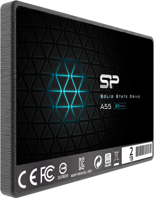 Silicon Power   Ace   A55   2000 GB   SSD form factor 2.5″   Solid-state drive interface SATA III   Read speed 500 MB/s   Write speed 450 MB/s