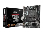 MSI   A320M-A PRO   Processor family AMD   Processor socket AM4   DDR4   Memory slots 2   Supported hard disk drive interfaces SATA   Number of SATA connectors 4   Chipset AMD A320   m-ATX