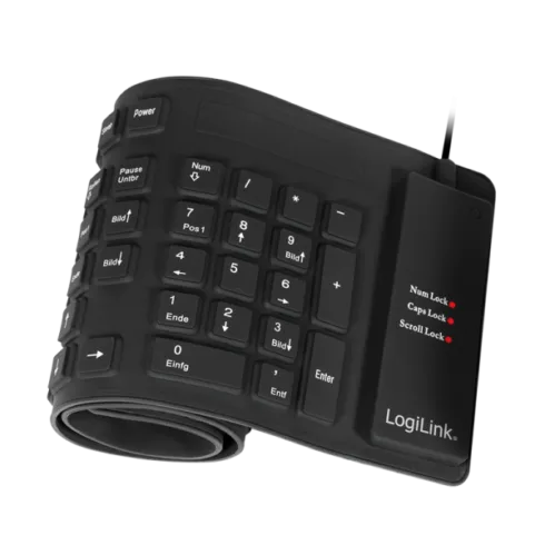 Logilink   Flexible waterproof Keyboard USB + PS/2   ID0019A   Flexible keyboard   Wired   DE   Black