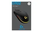Logitech G102 LIGHTSYNC pelė, šoninis vaizdas su USB jungtimi